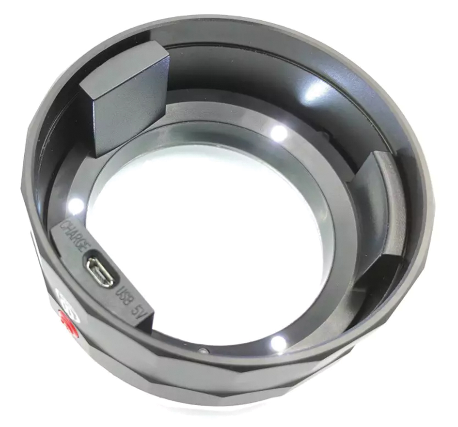 Loupe d'expertise éclairante 5X Ø70 mm - 3 LEDs réglables - À poser - Rechargeable USB - Réf 9154SC_1