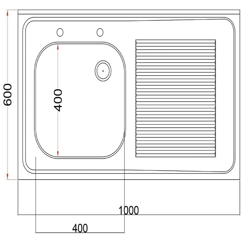 Plonge inox 1 bac à gauche et égouttoir sur pieds - P 600 x L 1000 mm | Vogue_1