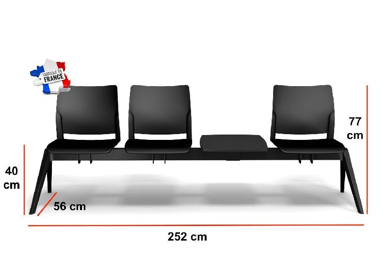 Poutre d'accueil en polypropylène Adela - Sokoa - 3 places + 1 tablette_1