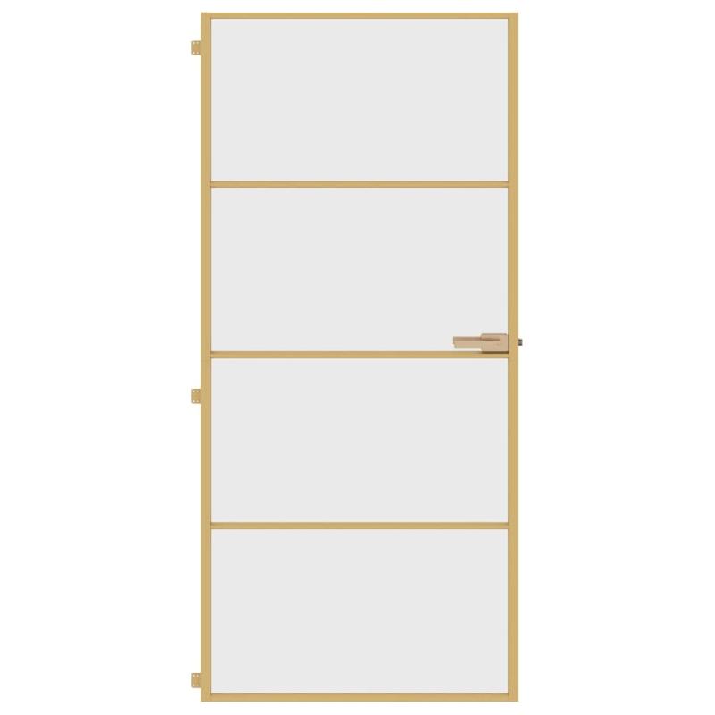 Vidaxl porte intérieure mince doré 93x201,5 cm verre trempé aluminium 155134_1