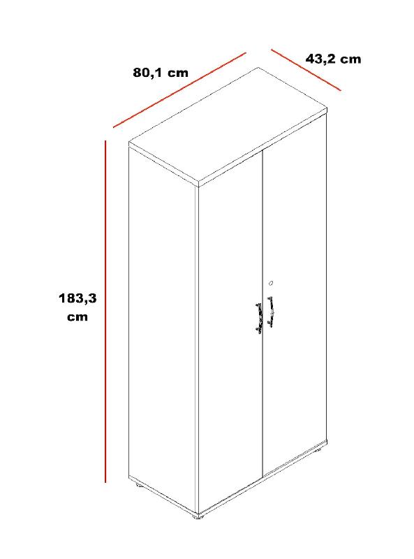Armoire haute avec portes battantes équipée d'étagères - MDD - Noyer, Gris aluminium_1