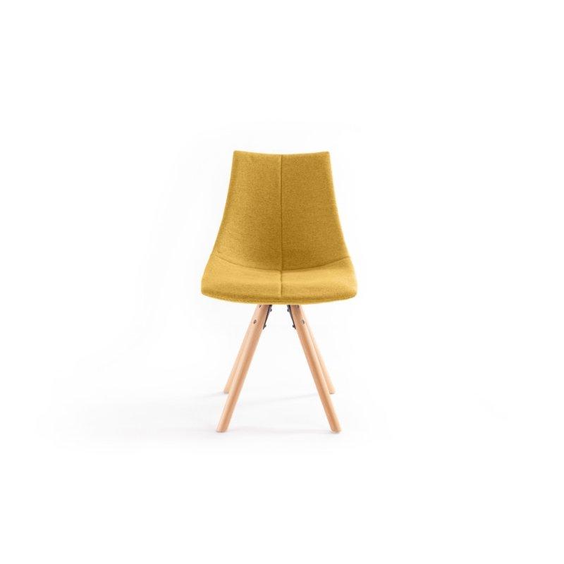 Lot de 2 chaises Sylvain - tissu jaune, pieds hêtre naturel, structure bois et métal_1