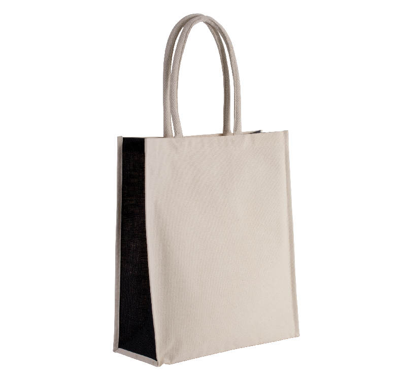 Sac cabas en coton canvas et jute - 23 L - Réf: KI0253 - Kimood_1