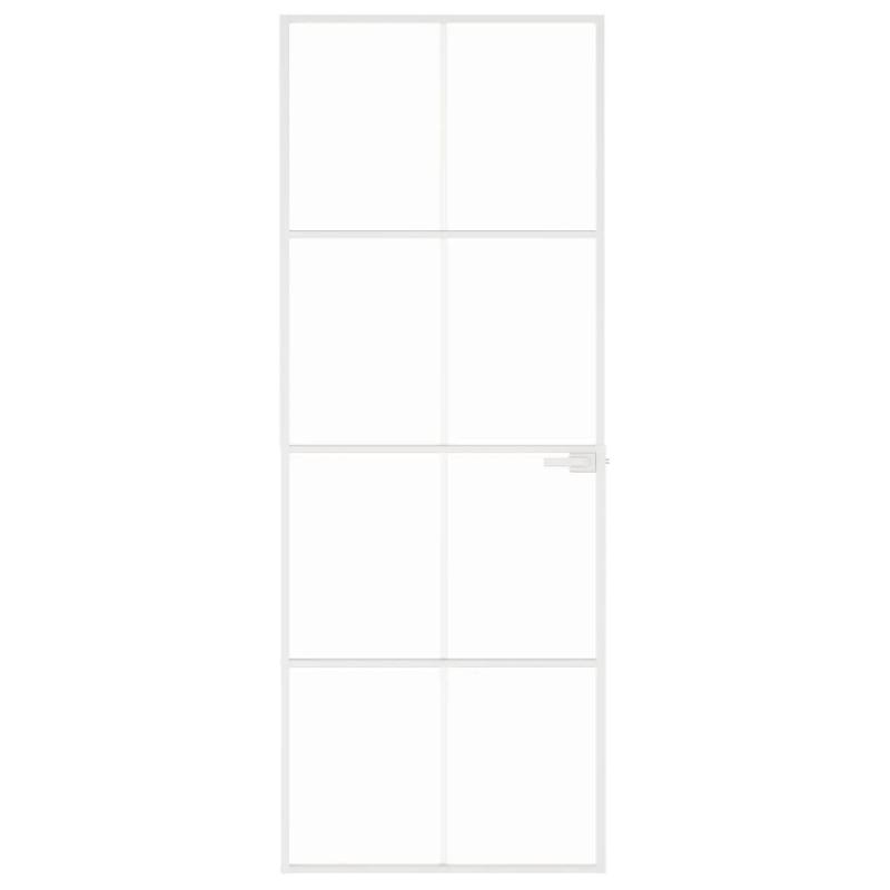 Vidaxl porte d'intérieur blanc 76x201,5 cm trempé verre aluminium fin 153670_1