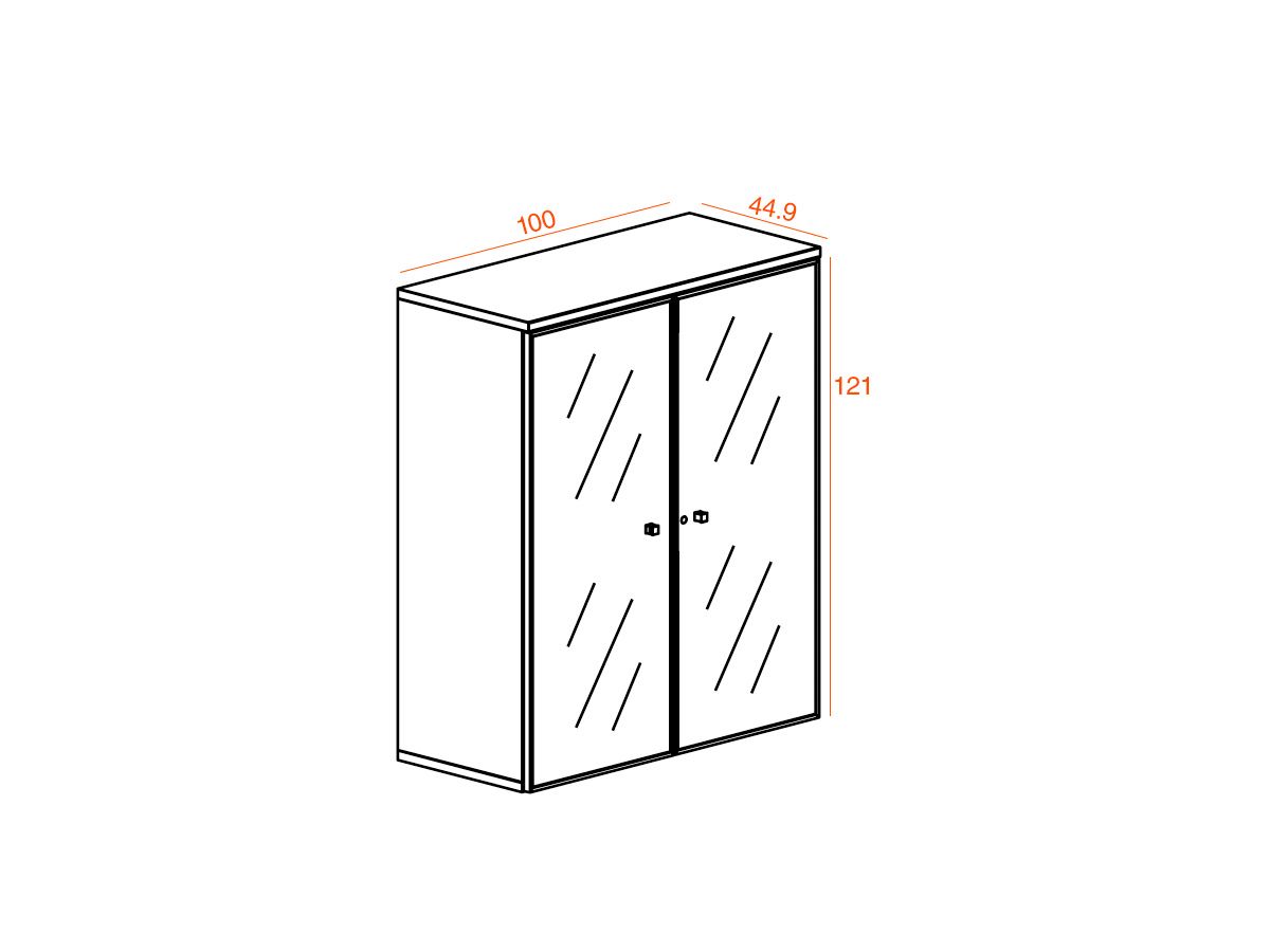 Armoire à portes battantes en verre TEKKA - Design élégant - H121 cm - 3 niveaux de rangement_1