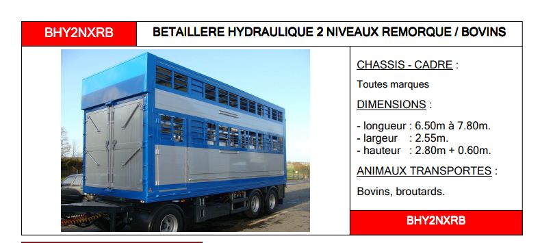 Bhy2nxrb - bétaillère  hydraulique - carrosserie guitton - 2 niveaux remorque_1