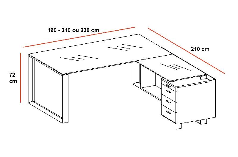 Ensemble de direction X7 avec plateaux en verre blanc - Officity. - 190, Blanc, Droite_1