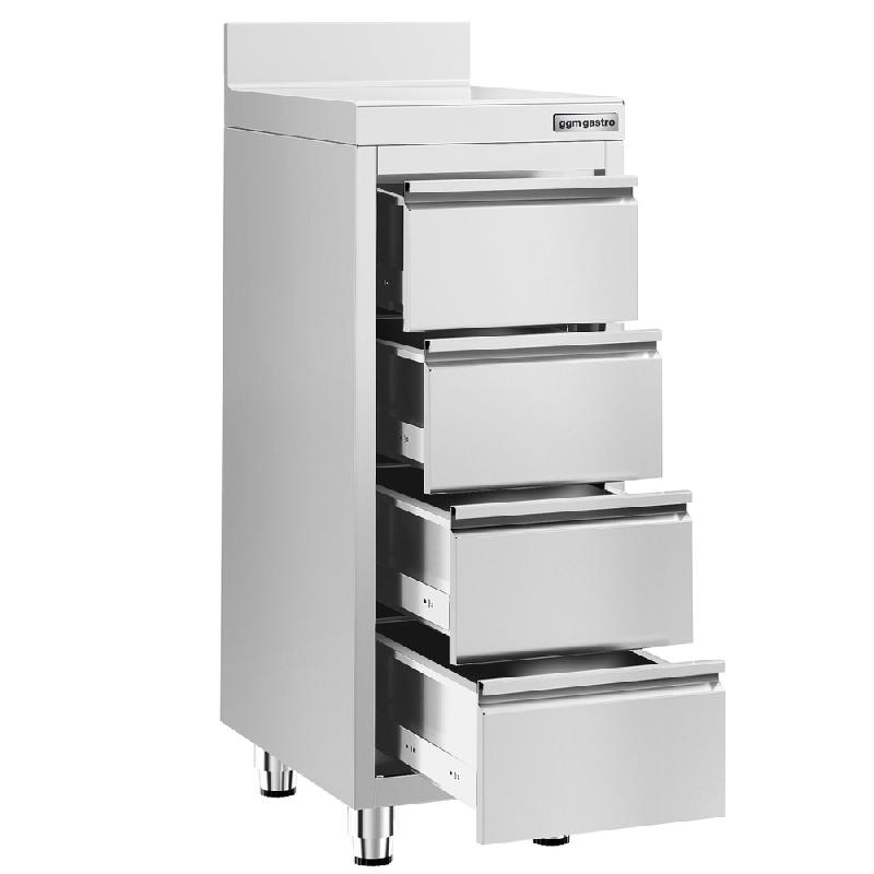 Meuble bas inox à tiroirs PREMIUM - 400 x 600 mm - 4 tiroirs - SS4SI46A_1