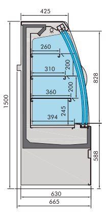 Vitrine réfrigérée noah avec portes coulissantes 1.5 7350.0025 COMBISTEEL_1