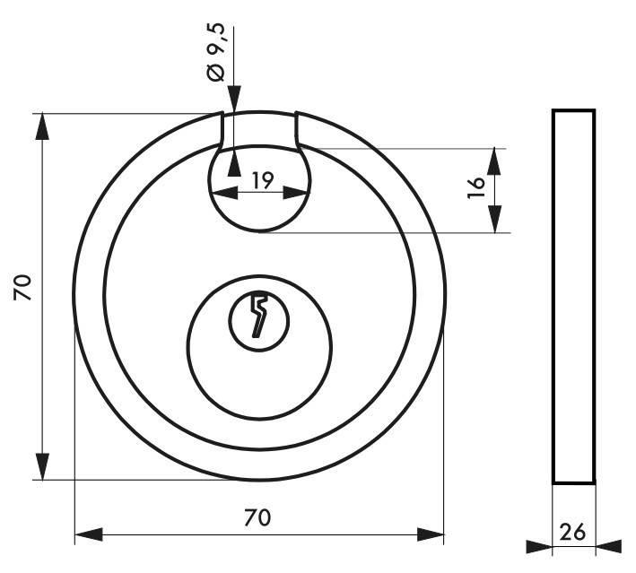 Cadenas à clé Astra 70 mm - Anse acier cémenté - Corps inox - THIRARD_1