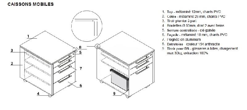 Caisson mobile exécutif Status - MDD. - Noyer_1