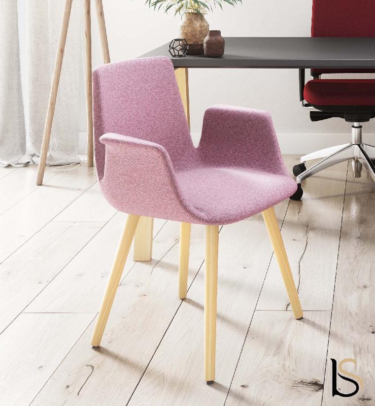 Chaise visiteurs RAN pieds bois - Mobel linea. - Cerise_2