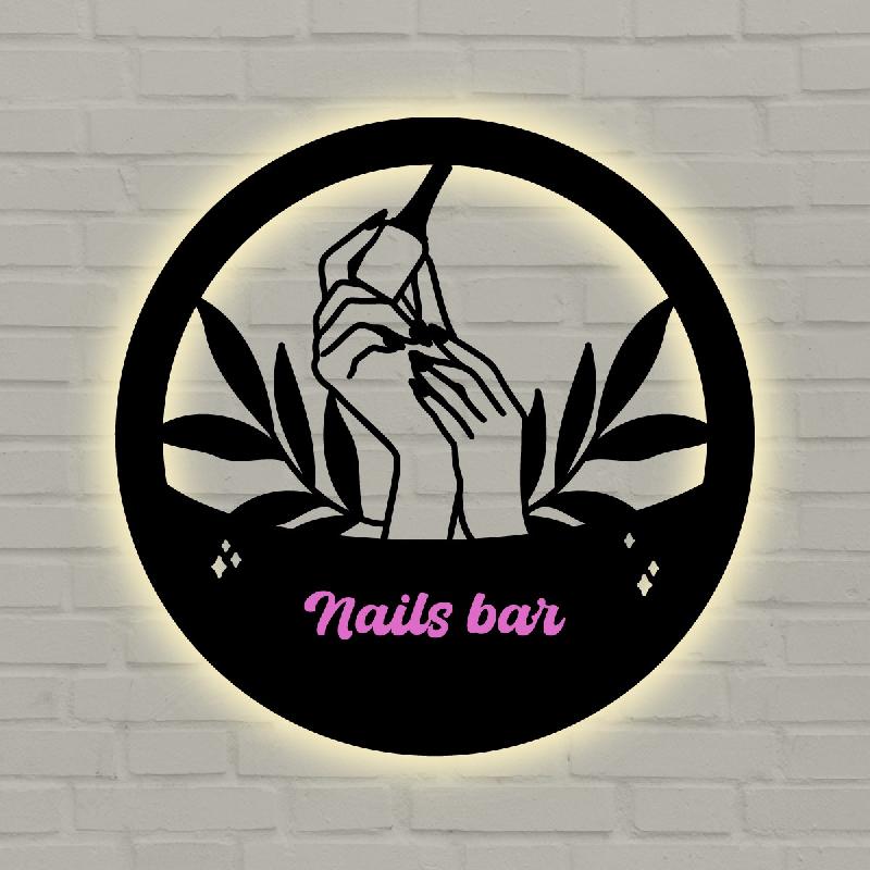 Enseigne bar à ongle option LED - Vert Jade_1
