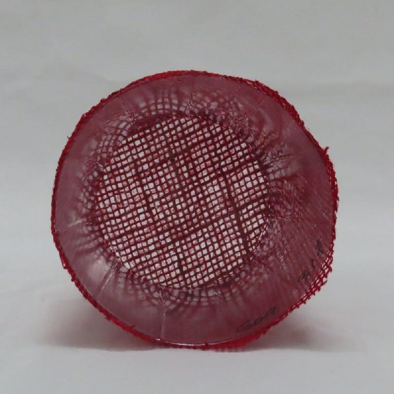 Pot en jute rouge bords dentelés avec interieur PET Ø12,5 H12,5 cm - par 12_1