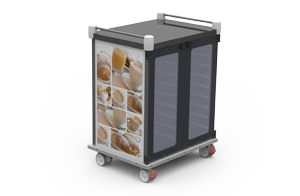 Chariot de distribution petit déjeuner modulable, solide, maniable pour établissements de santé, hôpitaux, ehpad, restaurants - petit dej'   p1002pdj_1