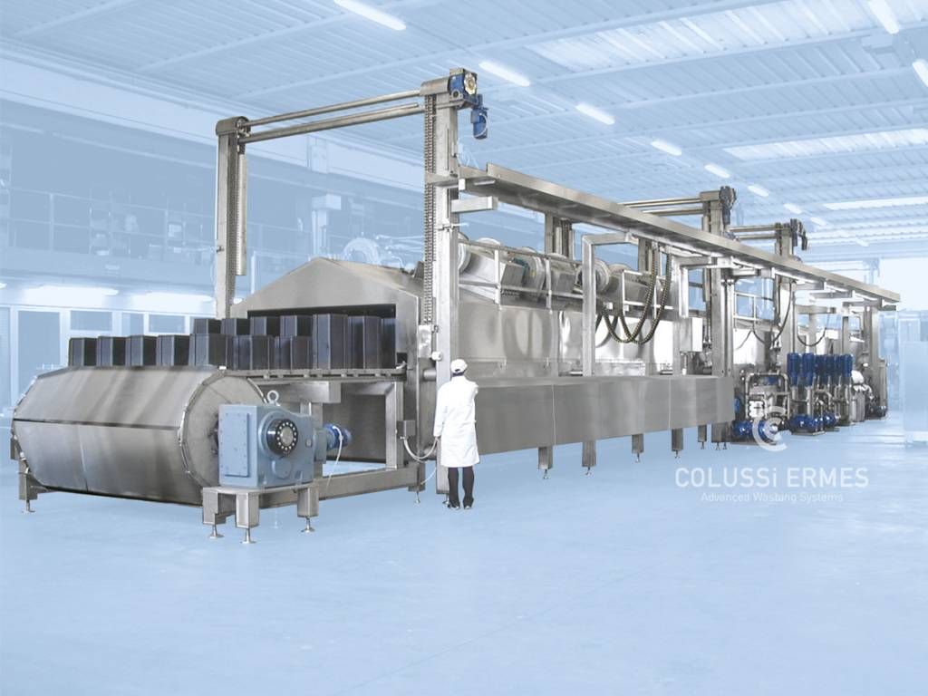 Lavage conteneurs déchets - laveuses industrielles alimentaires - Colussi Ermes - capacité jusqu’à 1 200 conteneurs/heure_1