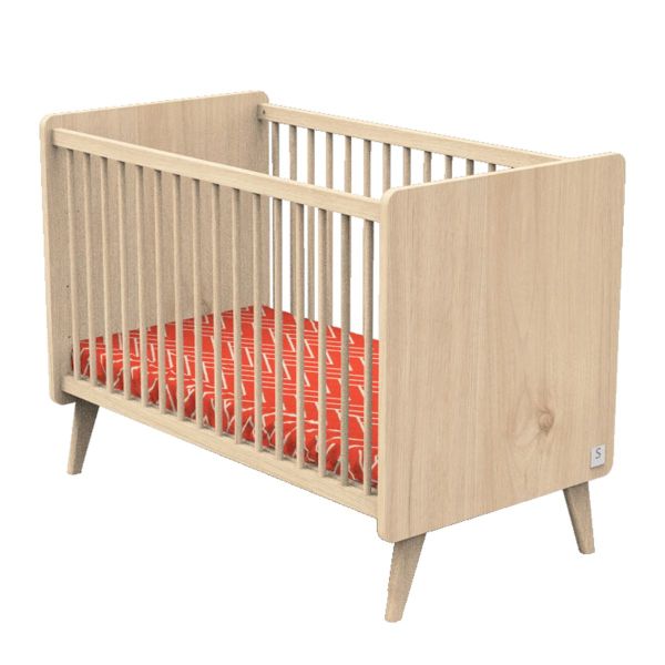 Lit bébé Arty - Hêtre naturel - Sommier réglable 3 positions - Chêne suave_0