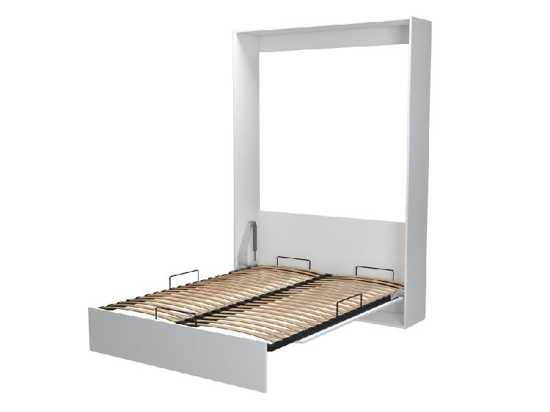 Armoire lit escamotable Dynamo blanc mat - ouverture assistée et pieds automatiques - couchage 160x200 cm_1