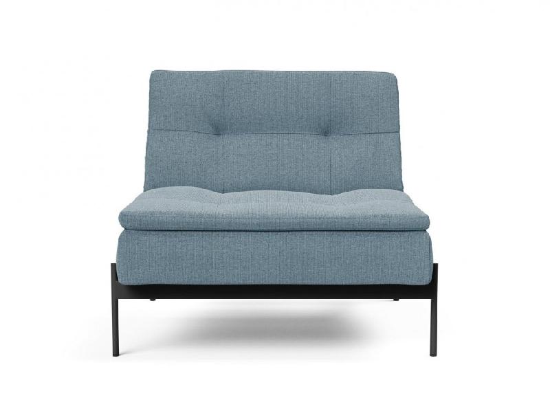 Fauteuil lit design convertible DUBLEXO Lauge Soft Indigo - 90x115 cm - Pieds métal noir - INNOVATION LIVING_1