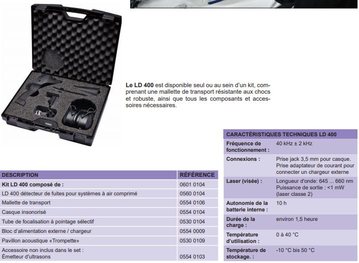 LD 400 – Kit - Détecteur de fuite d'air comprimé - CS Instruments - Fréquence 40 kHz ± 2 kHz avec accessoires inclus_1