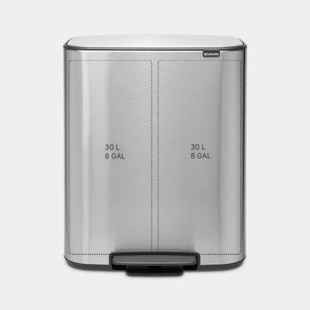 Poubelle à pédale Bo -2 x 30 litres - Matt Steel Fingerprint Proof pour tri sélectif et hygiène parfaite_1