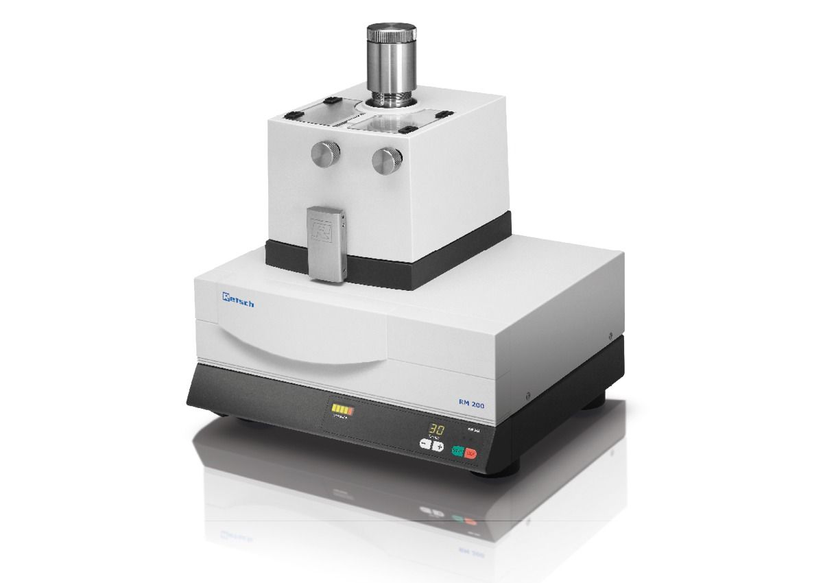 RM 200 - Broyeur à mortier alimentaire Retsch GmbH - Finesse finale < 10 µm - Mélange et homogénéisation de poudres, suspensions et pâtes_1