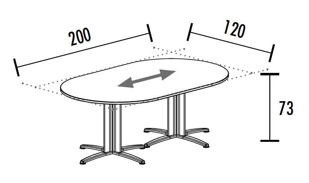 Table de réunion ovale évolutive Sigma - Mobel Linea - Blanc 9010, 200, Anthracite_1