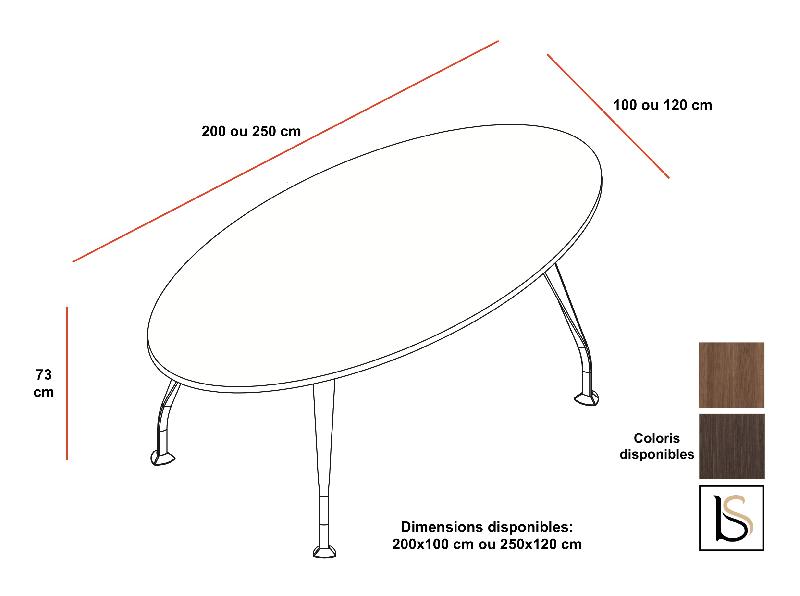 Table de réunion Segno forme ovale - Dellarovere - 250, Noyer_1