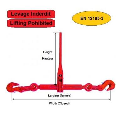 Tendeur d'arrimage - express - à cliquet pour chaîne 16 mm - norme EN12195-3 - résistance 32200 kg_1