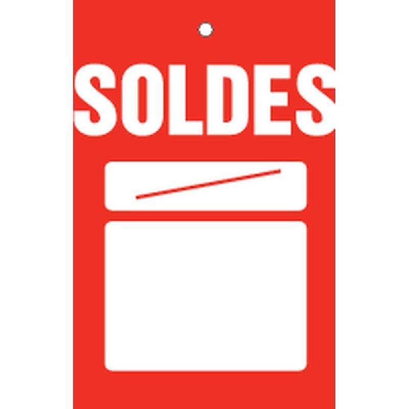 Étiquette à trou Soldes Tradition rouge - zones de prix 55x85mm - par 500_1