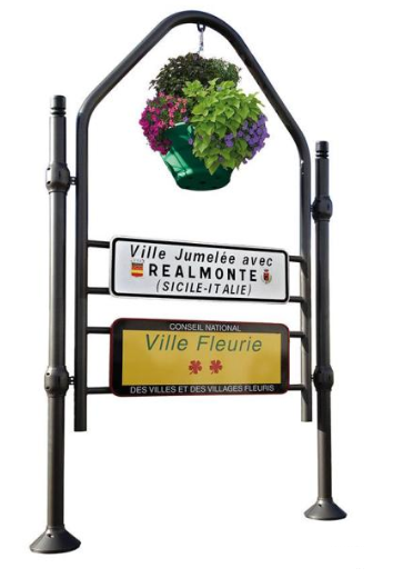 Panneau entrée de ville Province - Hauteur 3140 mm - Largeur 1722 mm - 4 pommeaux au choix - Structure en tube acier_1