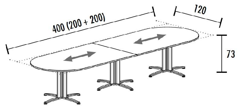 Table de réunion ovale évolutive Sigma - Mobel Linea - Argent Ral 9006, Anthracite, 400_1