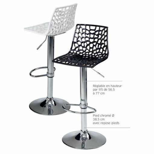 Tabouret de bar GARY - design élégant et moderne - neuf - réglable en hauteur - assise en polycarbonate - noir ou blanc_1