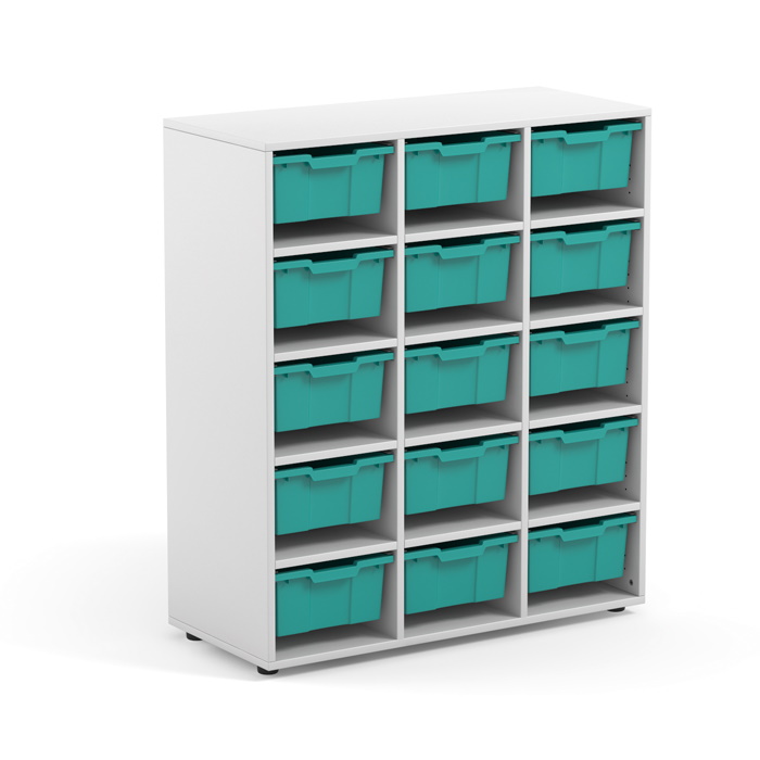 Armoire scolaire Annie - 120 cm de haut - 15 espaces et 15 petits plateaux_1