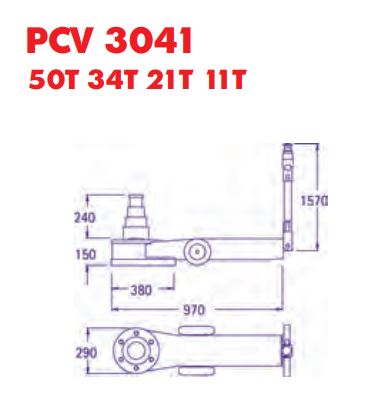 Cric hydropneumatique bas, 3 pistons 34t/21t/11t - pasquin - pcv 3041_1