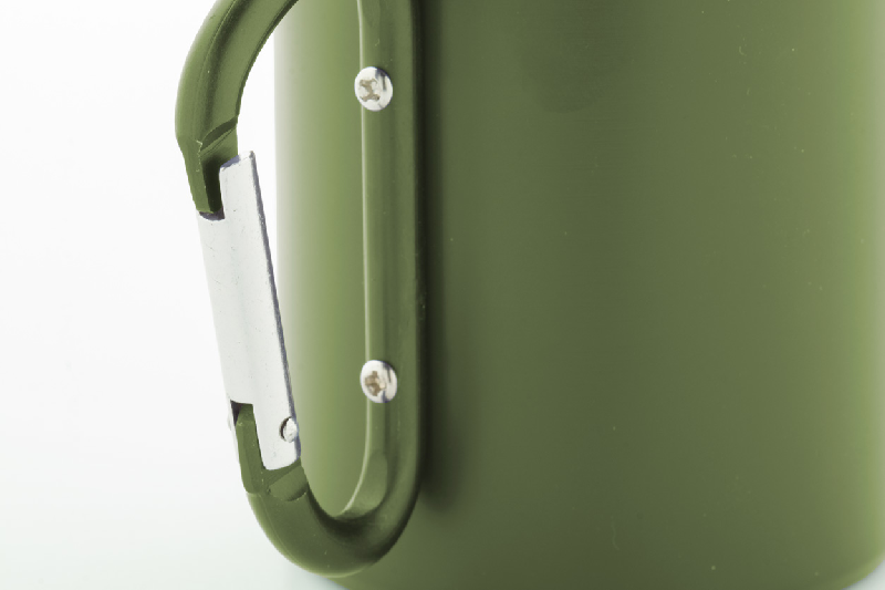 Mug thermos - double paroi en acier inoxydable recyclé avec poignée mousqueton - 300 ml - couleur verte_1
