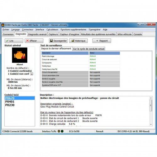 Interface klavkarr 100 pour diagnostic moteur et transmission