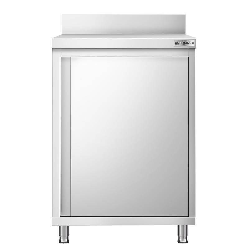 Meuble bas inox adossé P 600 mm avec portes -_1