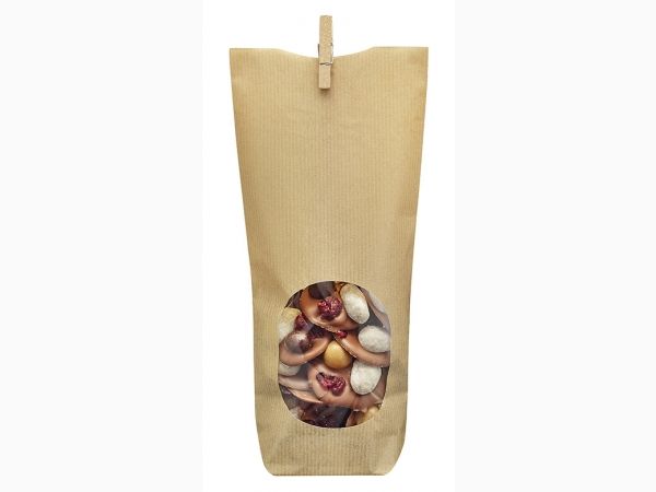 Emballage écologique - deltasacs - sac fond carton kraft avec fenêtre ovale - 100 x 220 mm - TKF3_1