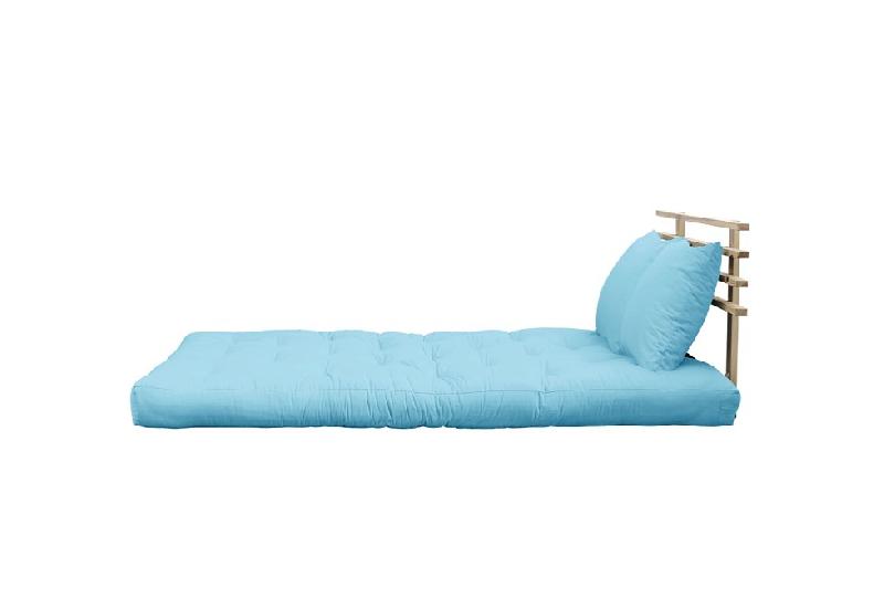 Canapé lit futon Shin Sano bleu clair - Pin massif - Couchage 140x200 cm - Marque KARUP_1