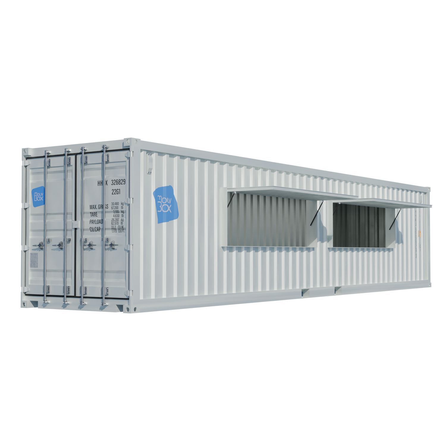 Container aménagé Snack-Box 40 pieds - vantail relevable en acier Corten, idéal pour points de vente et événements_2