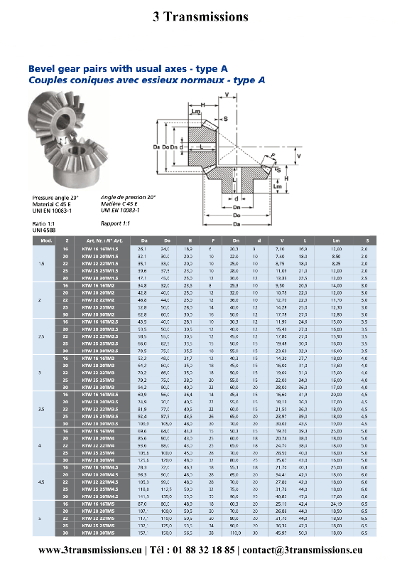 Engrenage couple conique rapport 1_1