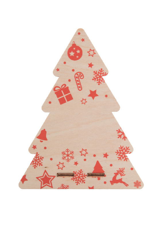 Support téléphone en forme de sapin de Noël - contreplaqué de bouleau - couleur rouge_1