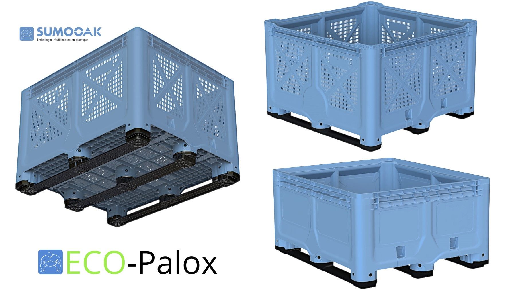 Caisse-palette / Palox renforcée en plastique pour agriculture et agro-alimentaire - Volumes de 472 à 843 L - Gamme Eco-Palox_2
