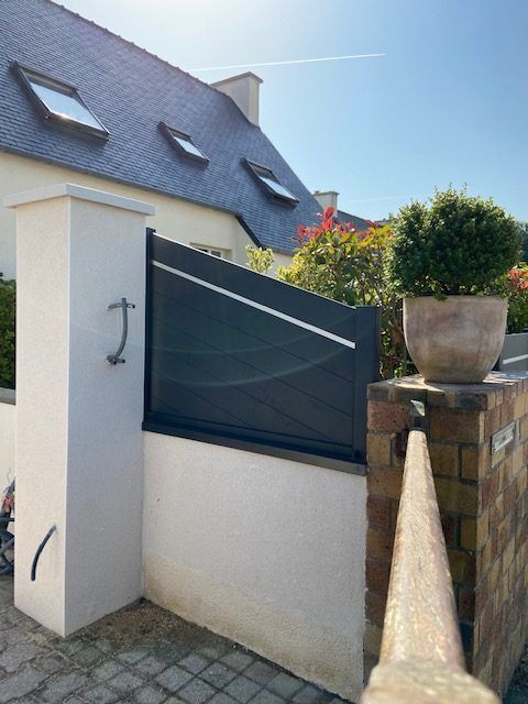 Clôture en aluminium Myclôture - Lames 125 mm ajustables - Hauteur 640 à 2350 mm - SKU: N/A_1