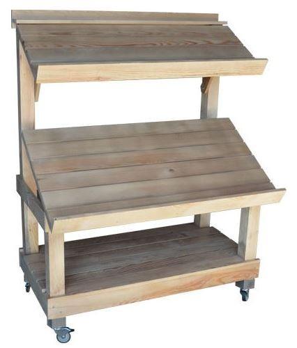 Présentoir fruits et légumes bois - 2 niveaux inclinables - Sapin massif - 1200x700x1450mm_1