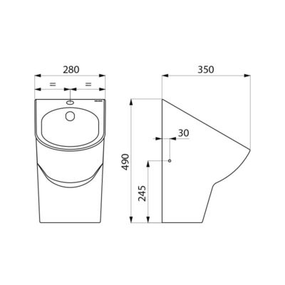 Urinoir individuel suspendu en céramique avec évacuation d'eau encastrée ou apparente. - deltacéram - delabie benelux_1