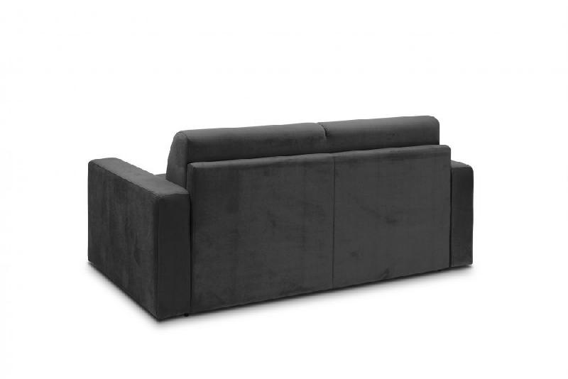 Canapé convertible express Midnight Amore 140cm - Matelas 16cm - Velours gris anthracite - 3 places - Fabrication italienne_1