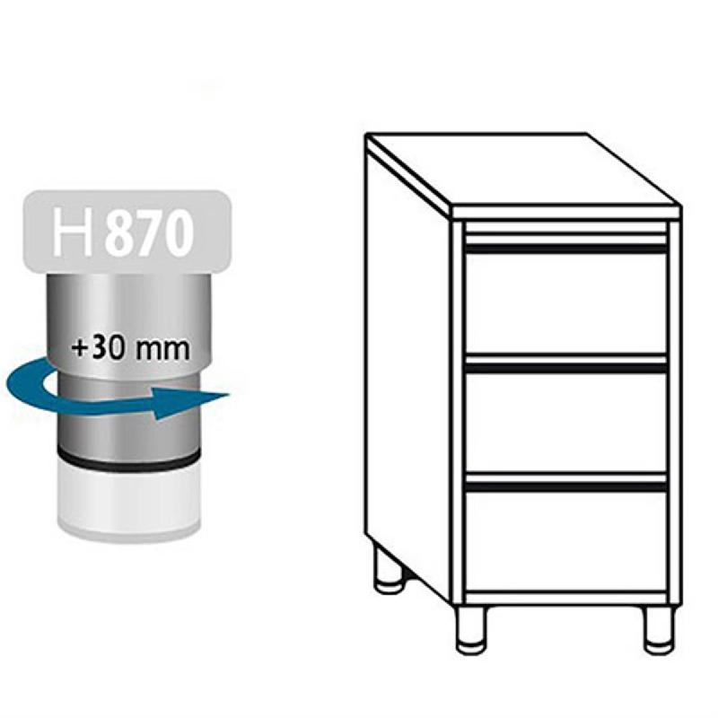 Meuble inox central 3 tiroirs profondeur 700 x 500 mm_1