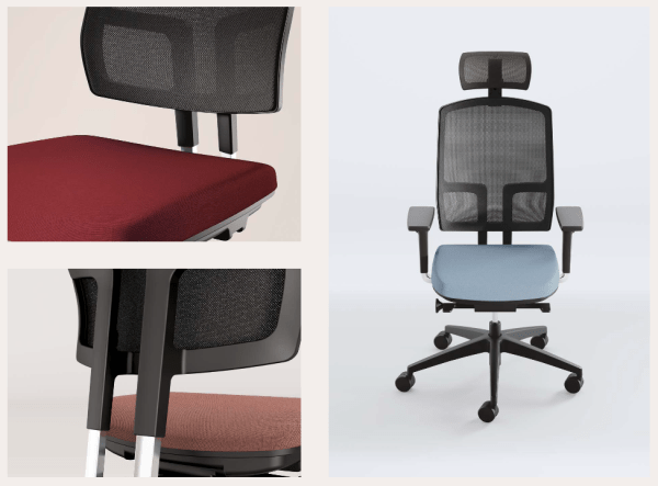 Siège ergonomique - Spin + - Columbia - Synchrone réglable avec options têtière et accotoirs 4D_1